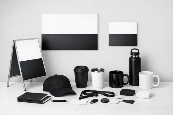 Branded Merchandise Signage Composition